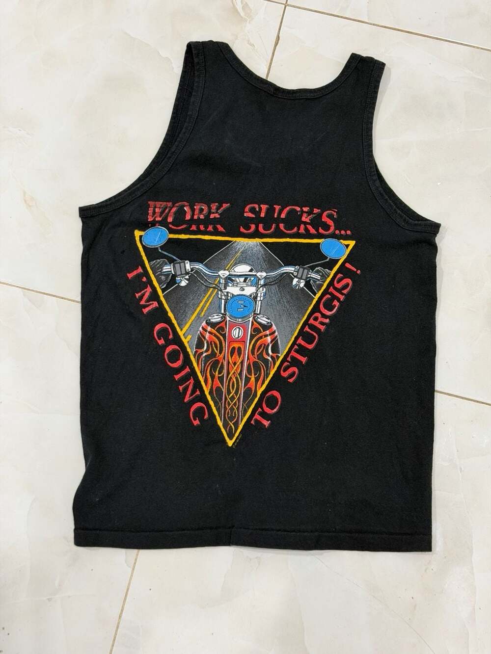 Anvil Work Sucks I'm Going To Sturgis Tank Top Size S Black Motorcycle